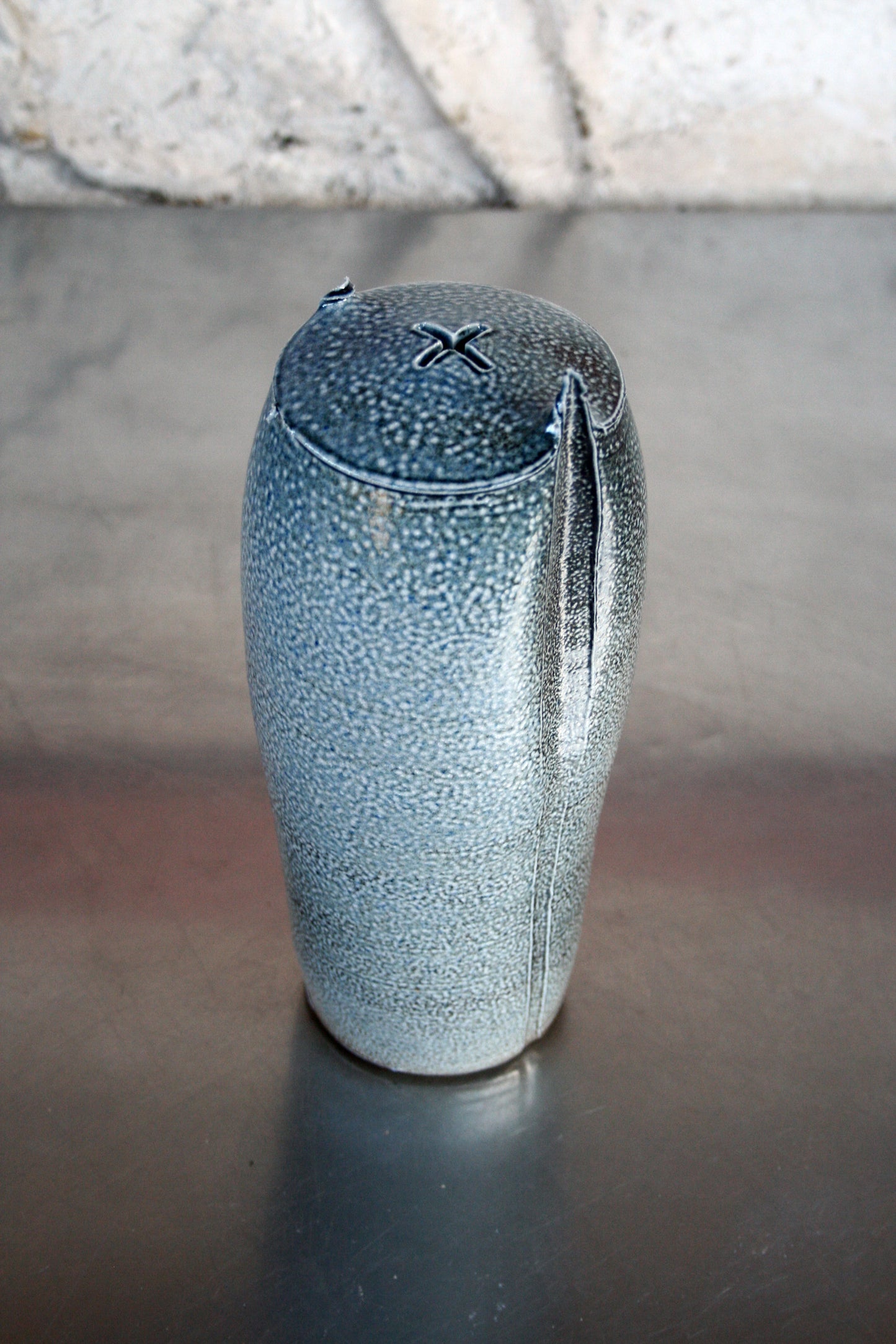 Cross hatch stem vase