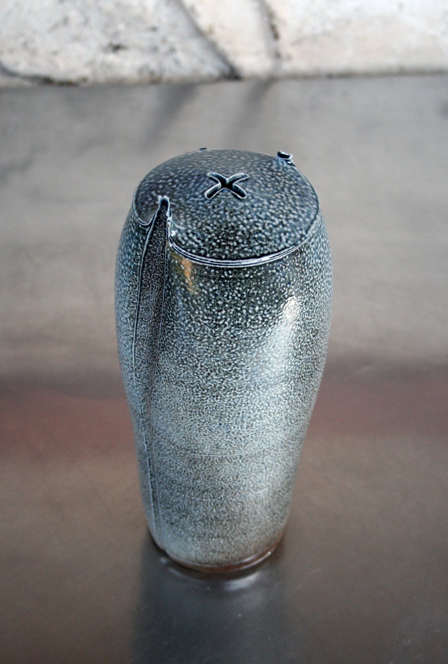 Cross hatch stem vase