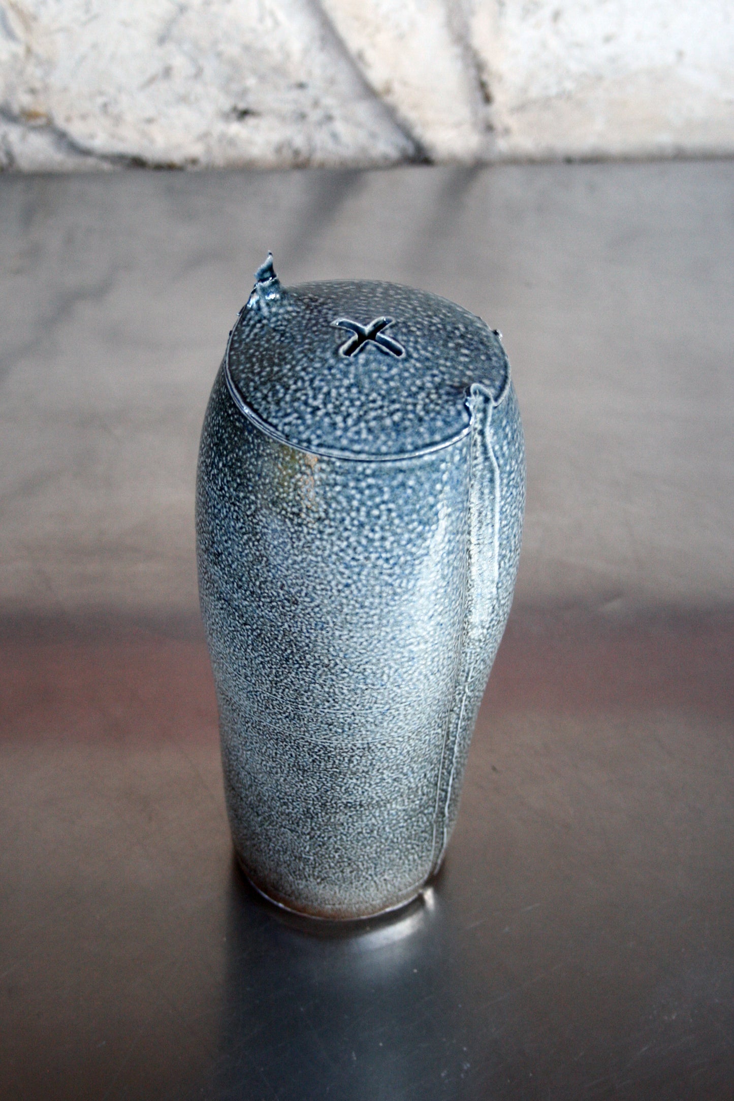 Cross hatch stem vase