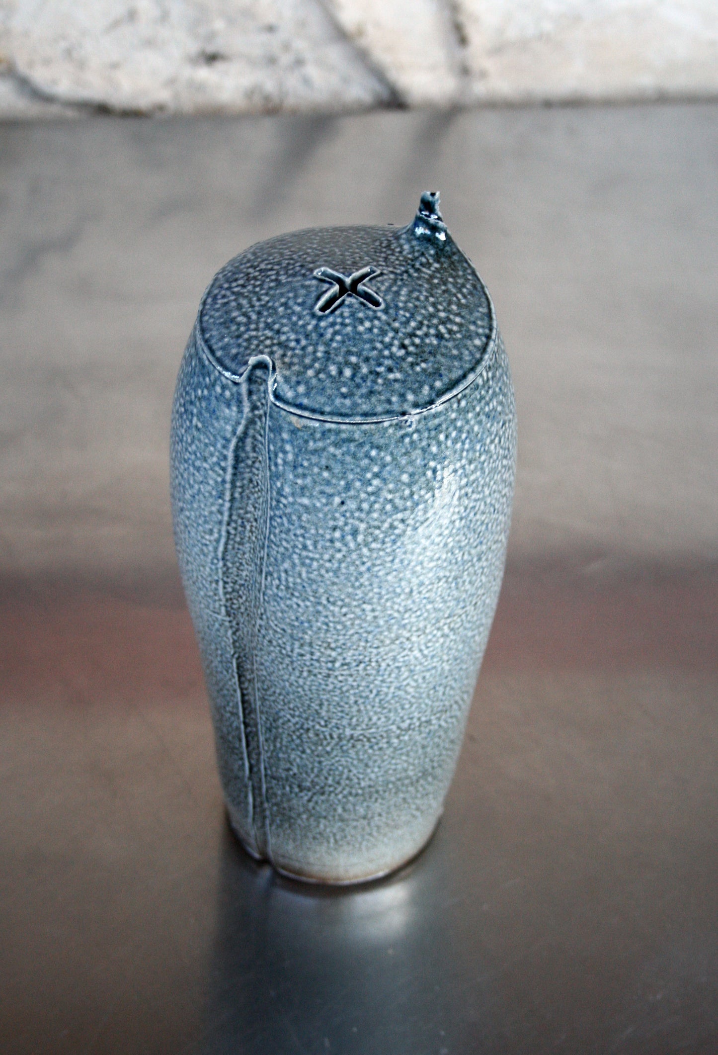 Cross hatch stem vase