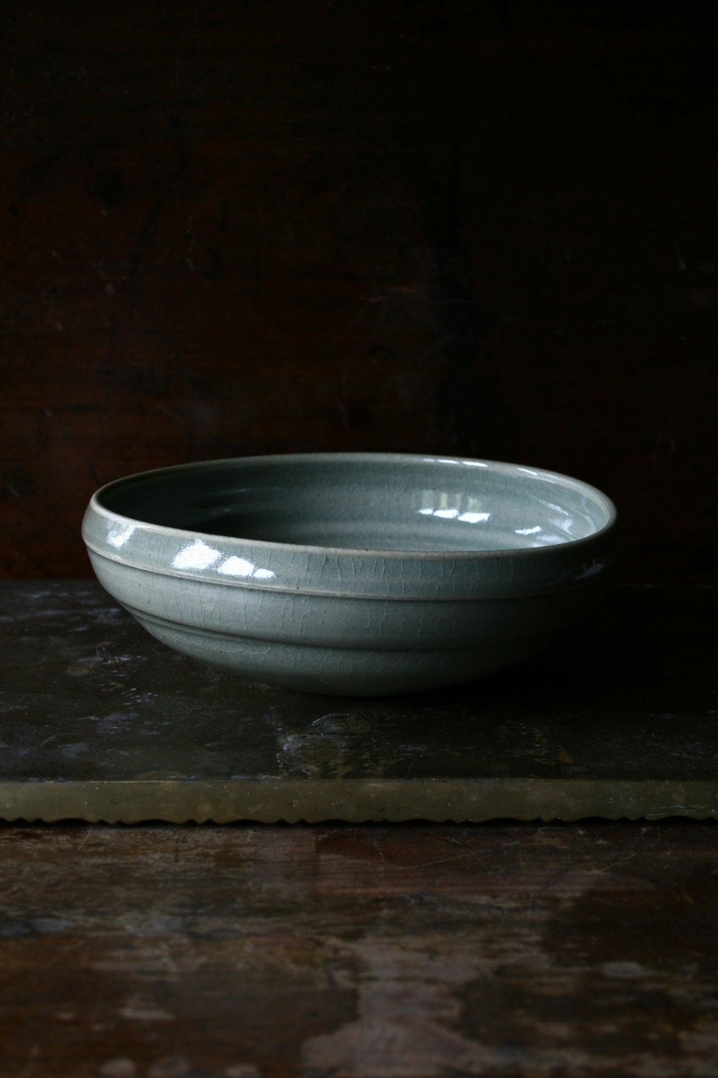 Celadon asymmetric bowl