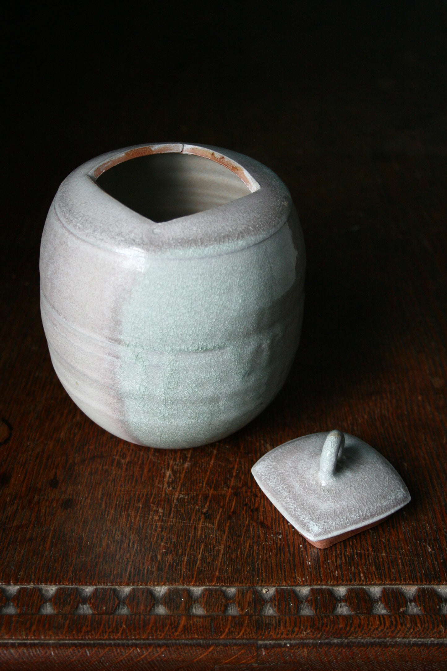 Jar with carved lid