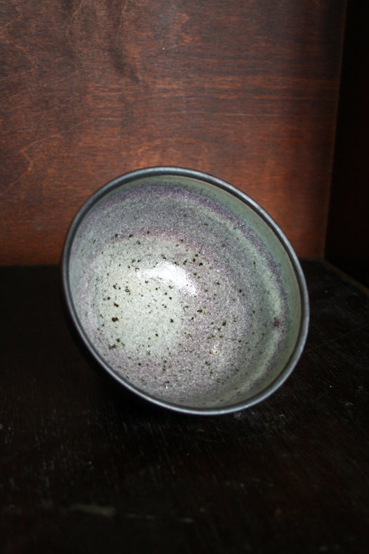 Cereal bowl with black slip and ash glaze interior