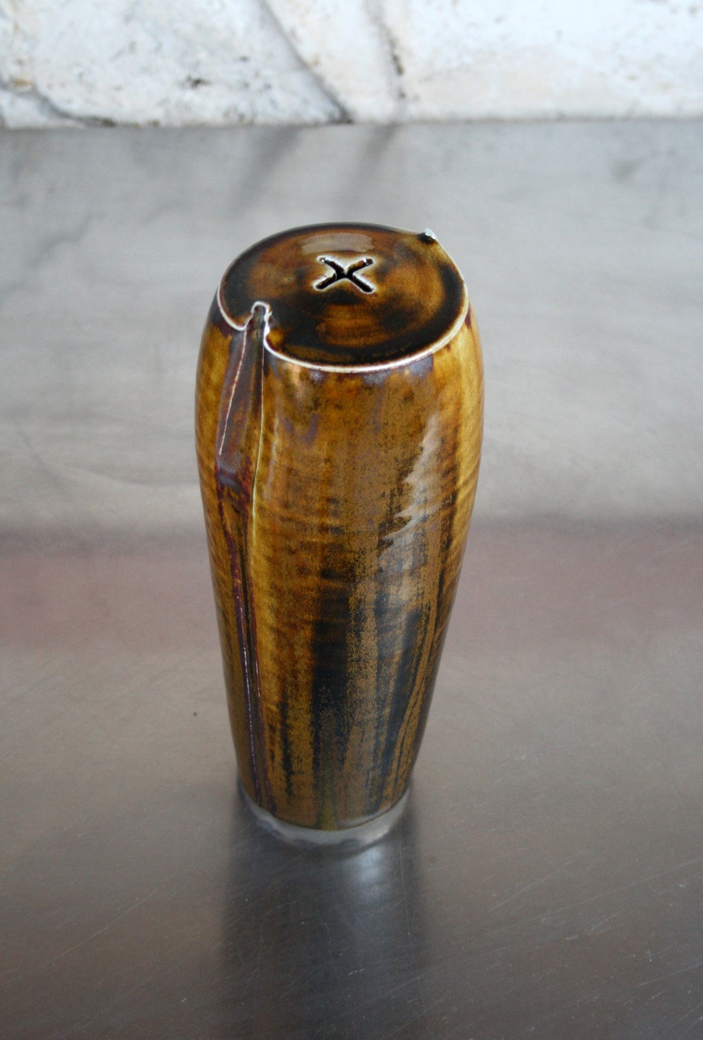 Cross hatch stem vase