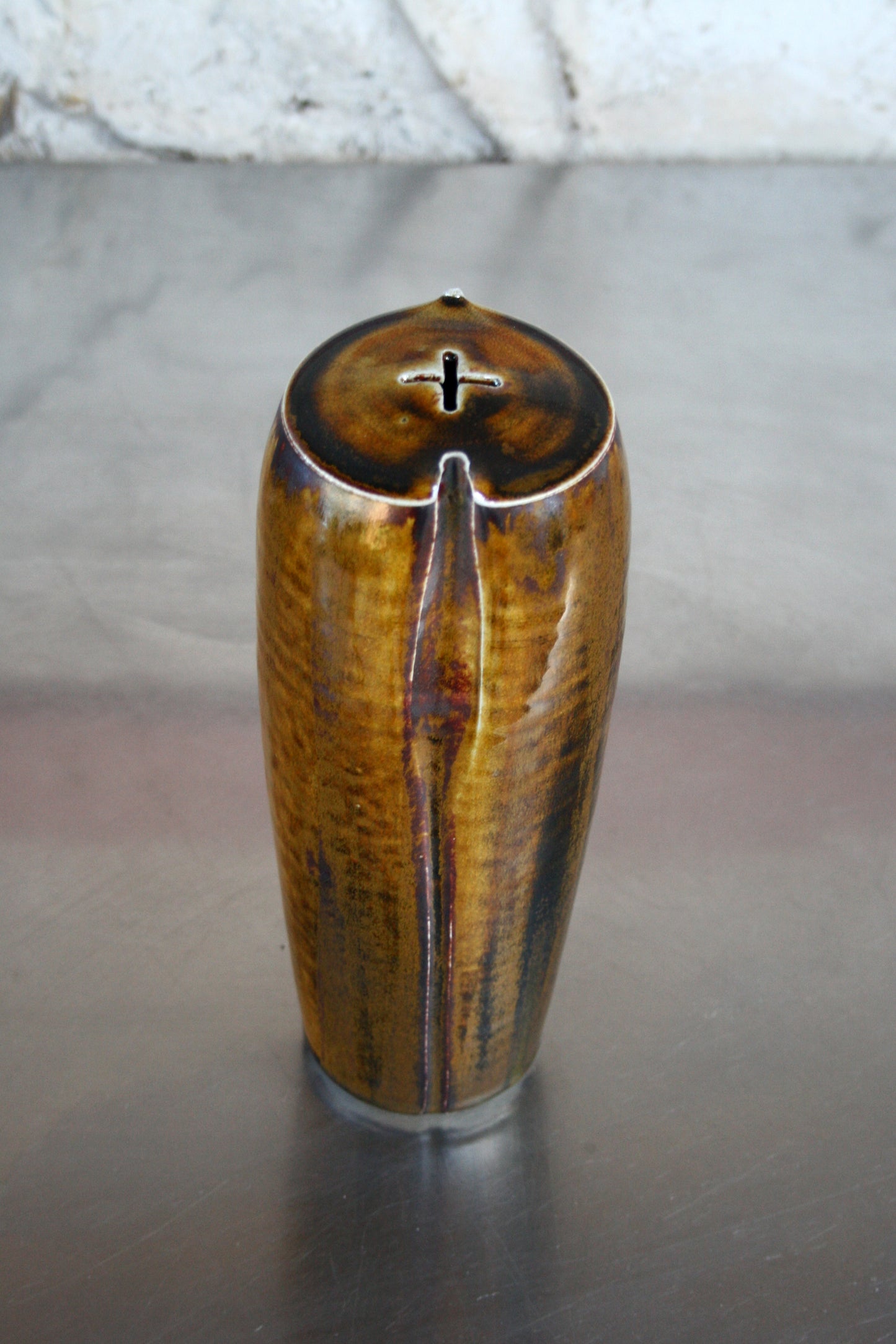 Cross hatch stem vase